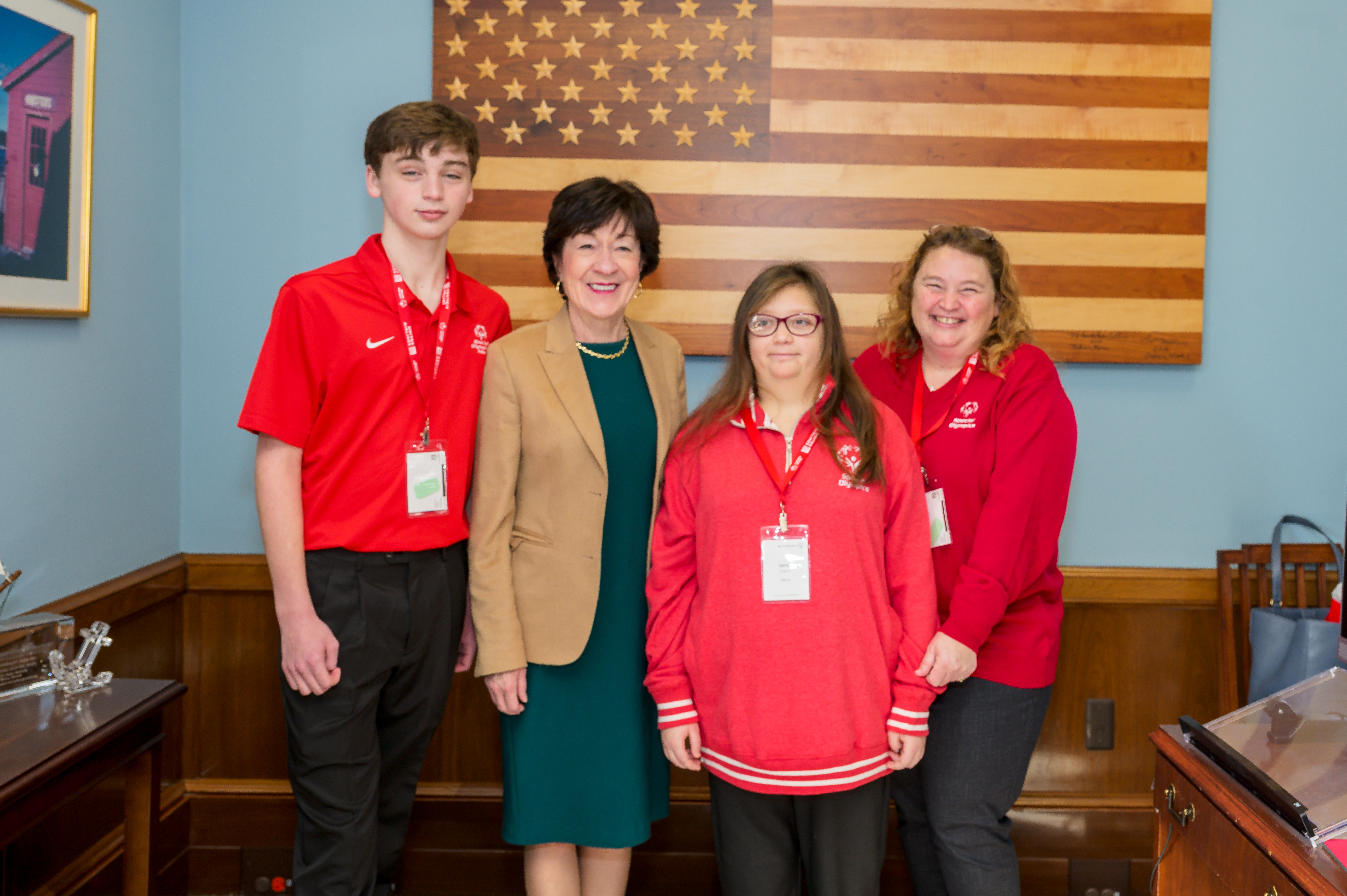 Senator Collins pictured with Special Olympics Mainers